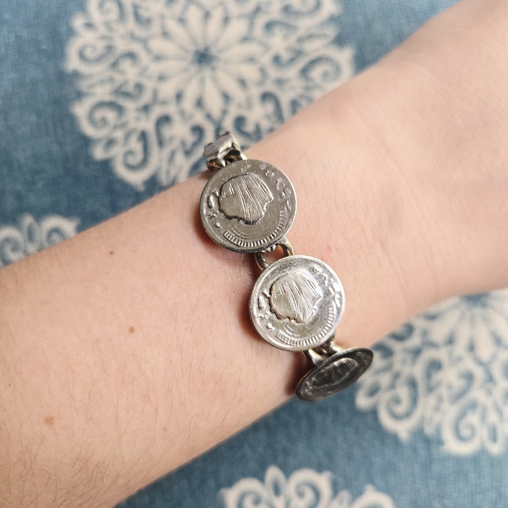 Vintage Silver Egyptian Coin Bracelet
